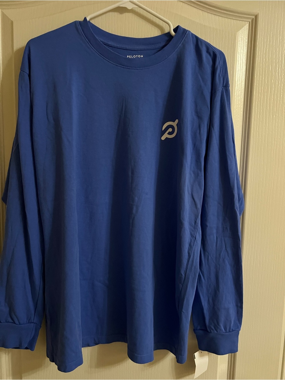 Peloton Women’s Long Sleeve Crewneck Shirt - Blue with White Logo